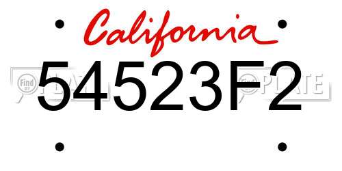 54523F2 California License Plate