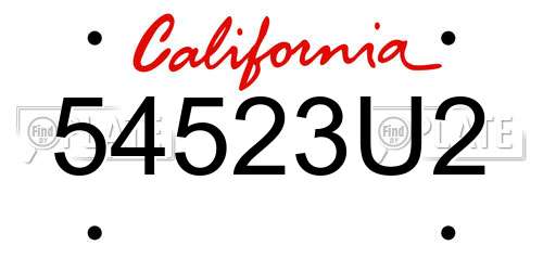 54523U2 California License Plate