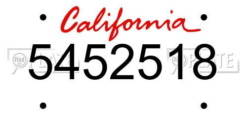 5452518 California License Plate