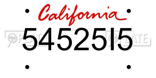 54525I5 California License Plate