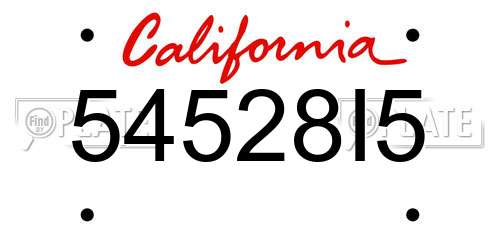 54528I5 California License Plate