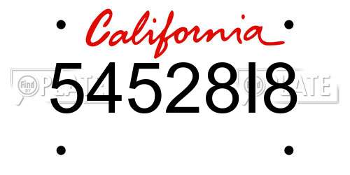 54528I8 California License Plate