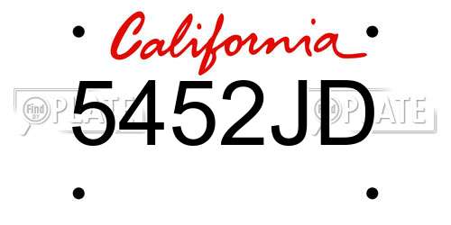 5452JD California License Plate