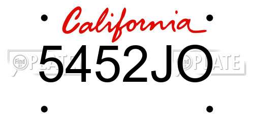 5452JO California License Plate