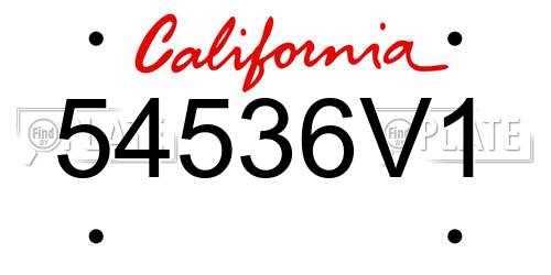54536V1 California License Plate