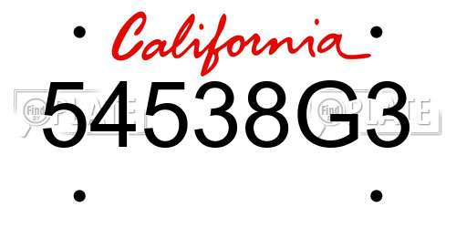 54538G3 California License Plate