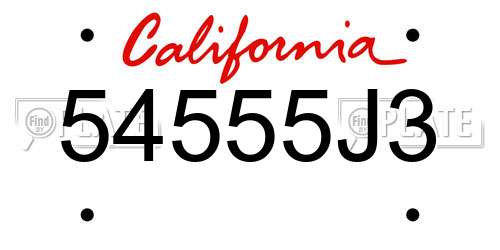 54555J3 California License Plate