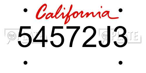 54572J3 California License Plate