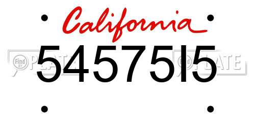 54575I5 California License Plate