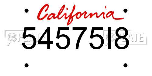 54575I8 California License Plate
