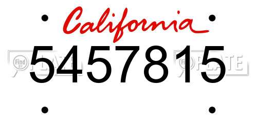 5457815 California License Plate