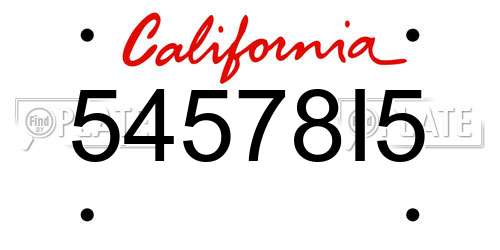 54578I5 California License Plate