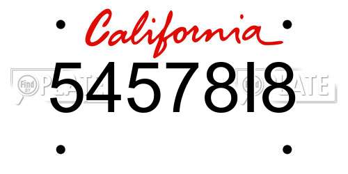 54578I8 California License Plate