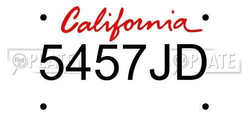 5457JD California License Plate