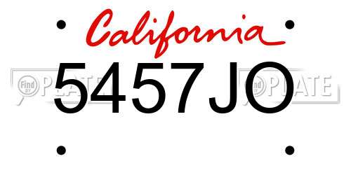5457JO California License Plate