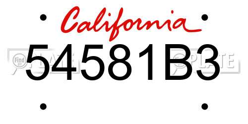 54581B3 California License Plate