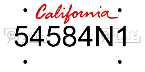 54584N1 California License Plate