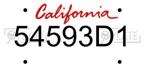 54593D1 California License Plate