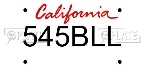 545BLL California License Plate