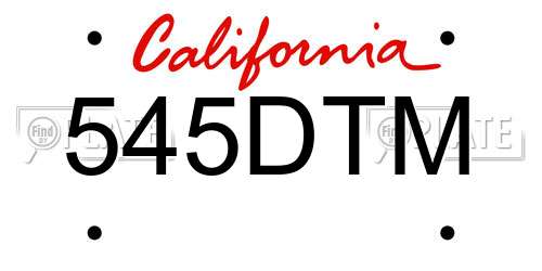 545DTM California License Plate