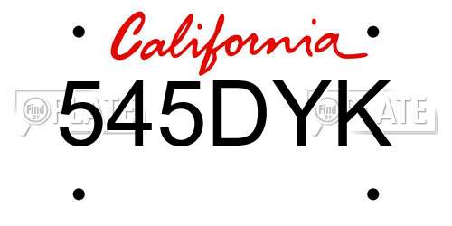 545DYK California License Plate