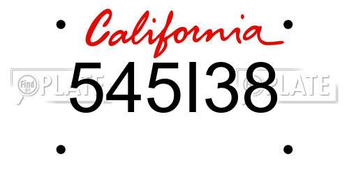 545I38 California License Plate
