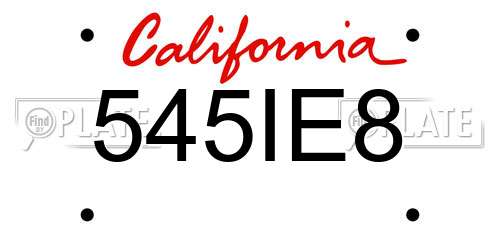 545IE8 California License Plate
