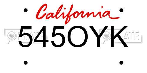 545OYK California License Plate