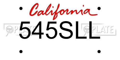 545SLL California License Plate