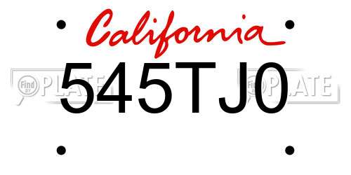 545TJ0 California License Plate