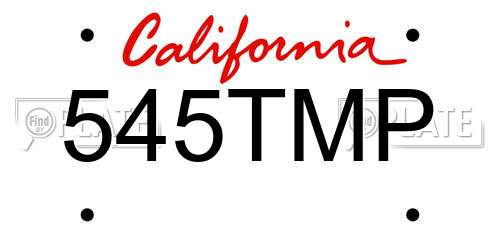 545TMP California License Plate