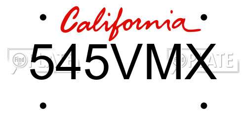 545VMX California License Plate