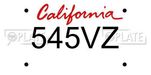 545VZ California License Plate