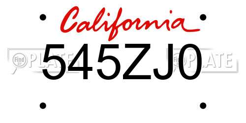 545ZJ0 California License Plate