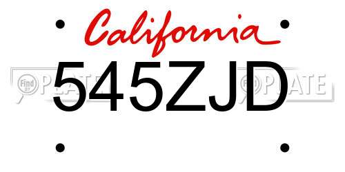 545ZJD California License Plate