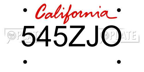 545ZJO California License Plate