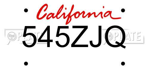 545ZJQ California License Plate