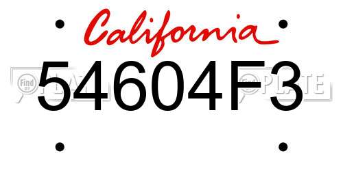 54604F3 California License Plate