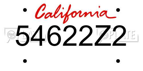 54622Z2 California License Plate