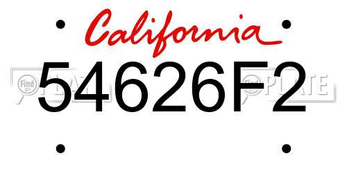 54626F2 California License Plate