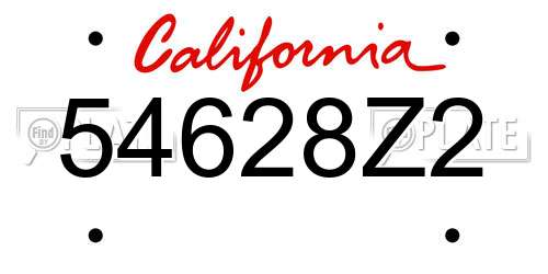 54628Z2 California License Plate