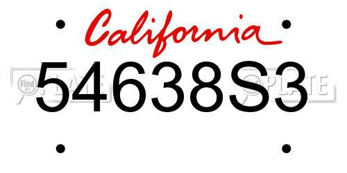 54638S3 California License Plate