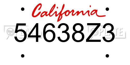 54638Z3 California License Plate