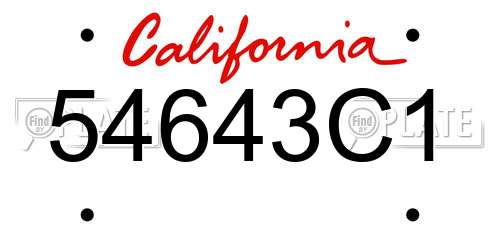 54643C1 California License Plate
