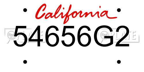 54656G2 California License Plate