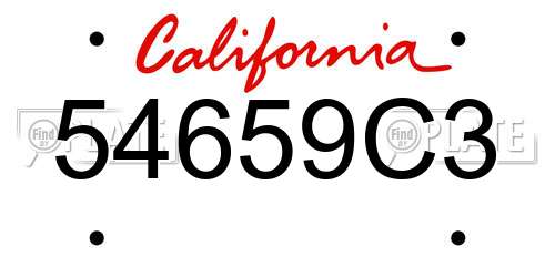 54659C3 California License Plate