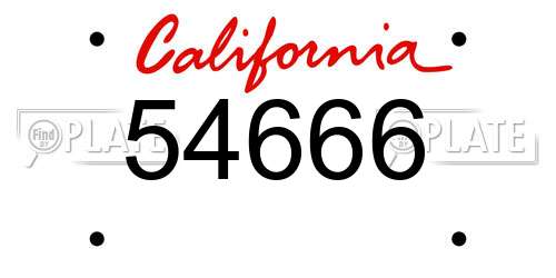 54666 California License Plate