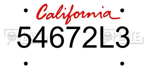 54672L3 California License Plate