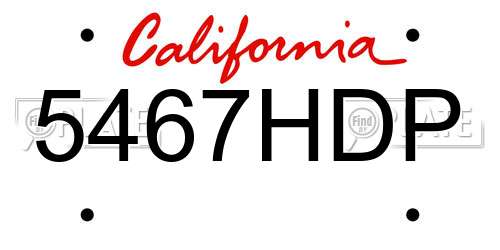 5467HDP California License Plate