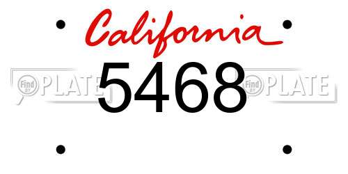 5468 California License Plate